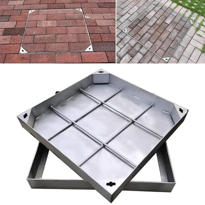 Onzichtbaar putdeksel - RVS inspectiedeksel - Afwatering verbeteren - Versterkt draagvermogen - 30x30 cm - Zilver