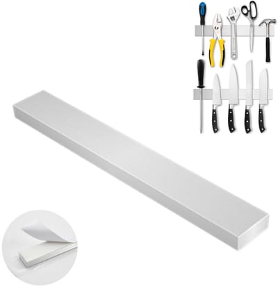 Dubbelzijdige magnetische messenhouder van roestvrij staal - 30 cm magnetische messenhouder - Geen boren nodig - Messenhouder voor messen, gereedschap en keukengerei