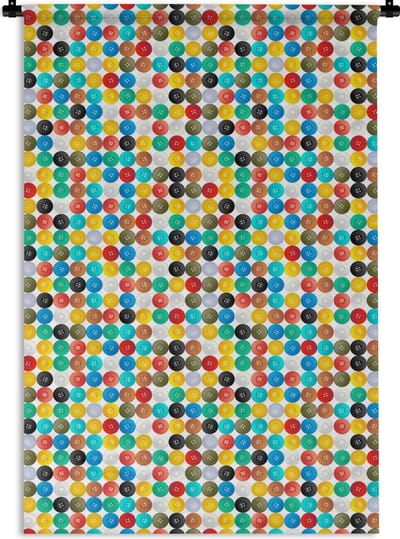 Wandkleed - Wanddoek - Knopen - Regenboog - Kleding - Design - 120x180 cm - Wandtapijt