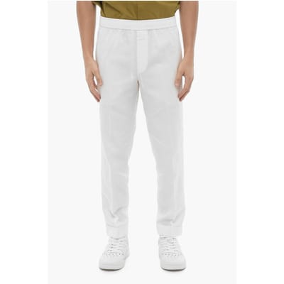 Slim Fit REM-broek met elastische tailleband in wit
