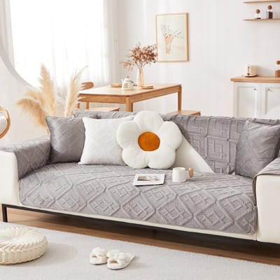 Coussin de Canapé Hiver Épaissi Antidérapant Peluche Coussin Housse de Canapé en Cuir Nouvelle Housse Automne et Hiver Tissu de Housse Coussin de Siège 70*70cm