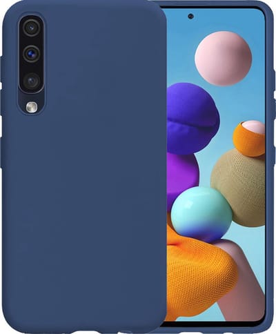 Hoesje - Geschikt voor Samsung Galaxy A50 - Sterk & Shockproof - Hoes Cover - Siliconen Case - Telefoonhoesjes - Donkerblauw
