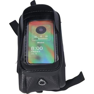 Sacoche de Cadre Avant pour Téléphone de Vélo Étanche Écran Tactile Support de Téléphone de Vélo Sacoche de Tube Supérieur Pochette de Cyclisme pour Téléphone de Moins de 7,2 Pouces black