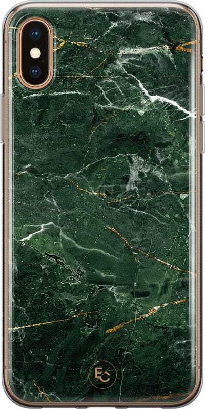 Hoesje geschikt voor iPhone Xs - Marble jade green - Soft Case - TPU - Marmer - Groen - ELLECHIQ