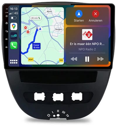 BG4U - Android Navigatie Radio geschikt voor Peugeot 107 Citroën C1 Toyota Aygo 2005-2014 met Apple Carplay en Android Auto