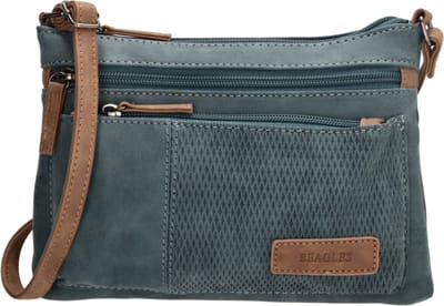 Beagles Brunete Schoudertas Dames - Crossbodytas met telefoonvak - Tas van Imitatieleder met ritssluiting - Jeansblauw