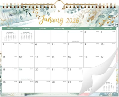2025-2026 Wandkalender-2025 kalender van juli 2025 - december 2026, bloemendesign, wandhanger