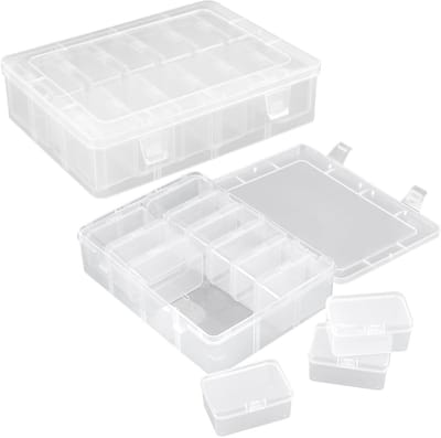 Transparante Plastic Opbergdozen Set van 26 Stuks voor Sieraden, Kleine Onderdelen en DIY Projecten met Flipdeksel