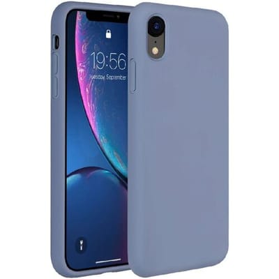 Silicone case geschikt voor Apple iPhone Xr - lavendel grijs met Privacy Glas Screenprotector - Flexibele en Duurzame Case - Stijlvolle Silicone Hoes - Val- en Krasbestendige Bescherming - Zachte Siliconen Beschermcase