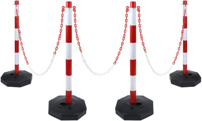 ACXIN 4 Stuks Afzetpalen Set Met Ketting - Kettingpalen - Vulbaar Met Water En Zand - 82 cm Hoog