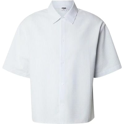 Urban Classics - Seersucker Short Sleeve Overhemd - S - Blauw/Wit