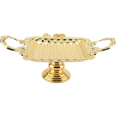 Support à gâteau de style européen avec base Élégant plateau de service à gâteau en alliage pour présentation de desserts, fruits Décoration de maison beige