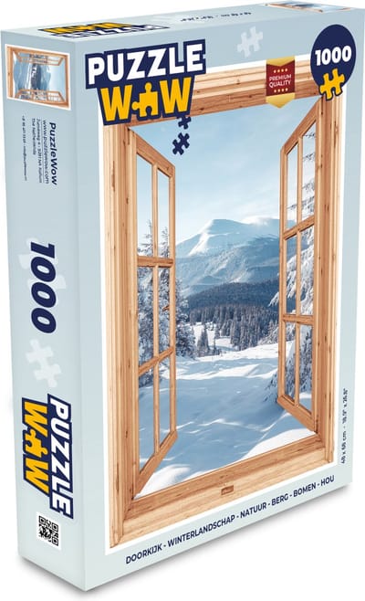 Puzzel Doorkijk - Winterlandschap - Natuur - Berg - Bomen - Hout - Legpuzzel - Puzzel 1000 stukjes volwassenen