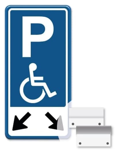 Parkeerbord Mindervalide pijl links en rechts 30x60 cm - Bevestiging: Met muur-/ wandmontage beugels