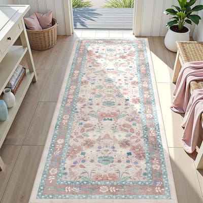Bloemige Hal Loper Tapijt Zacht Bloemen Botanisch Lang Tapijt Slaapkamer Antislip Vloermat Machine Wasbaar Keuken Woondecoratie 50x160cm