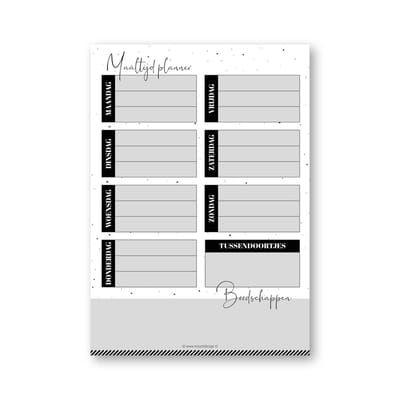 Maaltijdplanner voor een week - Dieetschema bijhouden inclusief boodschappenlijstje