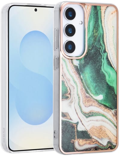 TPU Back Cover hoesje - Marble Groen Print - Geschikt voor: Samsung Galaxy S25