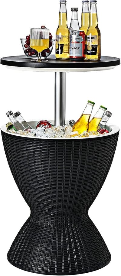 KOMFOTTEU 3 in 1 Coolbar Partytafel bijzettafel - Koel Boks 30 L - Koelbox in hoogte verstelbar - Koeltafel voor terras, party, zwembad, camping