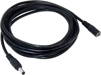 DC 12V camera-verlengkabel, 5,5 mm x 2,1 mm stroomverlengkabel, compatibel met AHD/IP-beveiligingscamera's (5 m)