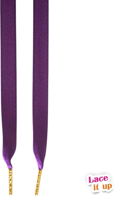 Handgemaakte schoenveters Lace it Up plat satijn luxe - aubergine paars breed - 120cm met gouden stiften veters voor wandelschoenen, werkschoenen en meer