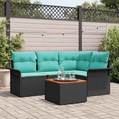 vidaXL - Tuinbank - Set - 5 - st - 4-Aantal - zitplaatsen - Zwart - en - Turkoois