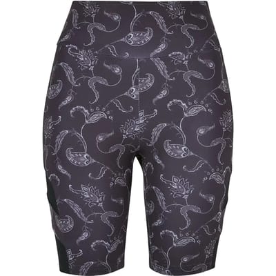 Urban Classics - High Waist Tech Mesh AOP Korte cycle broek - XS - Zwart