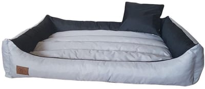 XXL Hondenbed van Kunstleer - Grijs, Waterdicht Hondenkussen voor Grote Honden (120x90 cm)