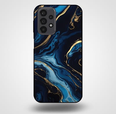 Smartphonica Telefoonhoesje voor Samsung Galaxy A23 met marmer opdruk - TPU backcover case marble design - Goud Blauw geschikt voor Samsung Galaxy A23