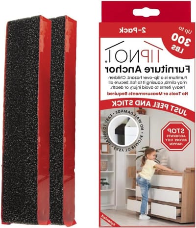 Meubelanker Set - Anti-kantel ankers - Kinderveilig huis - Geen gereedschap nodig - 2 stuks 300 kg - Zwart