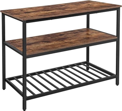 Parya Gordons Keukenkast - Keukenrek - Keukenkasten - Staand Rek met Planken - Industrieel - Bruin/Zwart - 120 x 60 x 90 cm