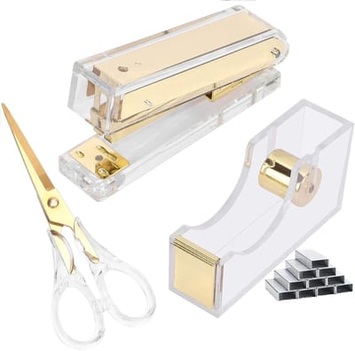 Bureau Set - Kantoor Organizer - Werkplek Inrichten - Acryl en Metaal - Diverse Maten - Transparant