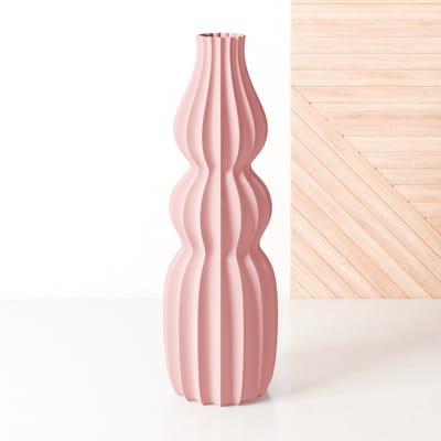 Fleuriek - Grote vaas Roze - H50 cm - Smalle vloervaas of decoratieve bloemen vaas, gekleurde design vaas van kunststof - Vensterbankvaas