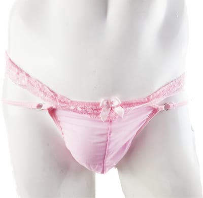 BamBella ® - Slip - maat Onesize S M L - Roze Sexy erotische onderbroek panty kant stof