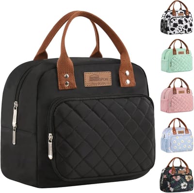SnelShoppen - Geïsoleerde lunchtas voor volwassenen, koeltas, lunchbox, zwart, ideaal voor werk, school, picknick, duurzaam materiaal, ruime inhoud