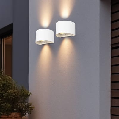 REALITY TALENT - Wandlamp - Wit mat - incl. 2x SMD 1W - Oplaadbaar - Draadloos - Beweginssensor - Schemeringssensor - Accuvoeding - Buitenverlichting - IP44