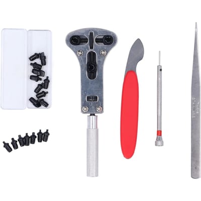 21pcs Ouvre-boîtier de montre à 3 broches Démonte-boîtier de montre Tournevis à fente pour levier de montre Set pour batterie gray