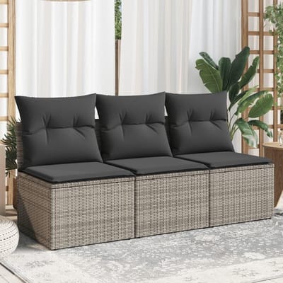 Tuinbank met kussen - 3-zits bank loungesofa - Buiten zitten - Modulair ontwerp - 165 x 62 x 69 cm