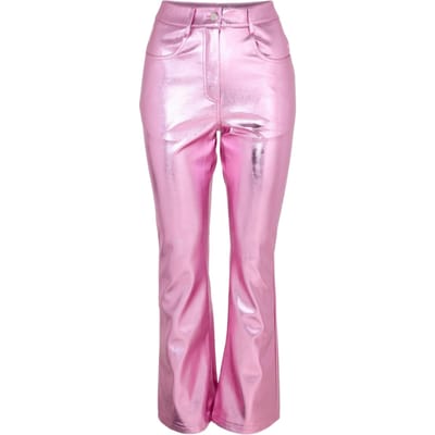 AmyLynn Metallic broek met wijde pijpen voor dames (Roze)