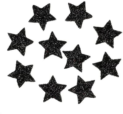 Mini glitterster zwart 2,5 cm 96 stuks, 96 Stück