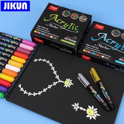 12/24/36 kleuren acrylverf pennen borstel markeerstift voor rotsschildering, steen, keramiek glas hout canvas doe-het-kunst maken van benodigdheden MYY 36 COLORS MARKRERS