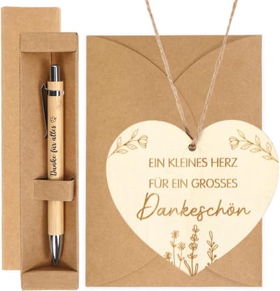 Gegraveerde Balpen met Houten Bedankkaart – Origineel Cadeau voor Iedereen