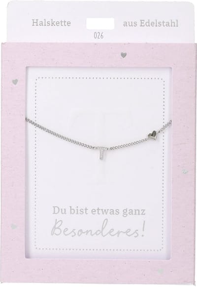 Depesche ketting T zilver hartje - sieraden cadeau voor meisjes.