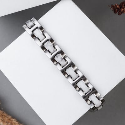 Holzkern armband Forte (Marmer-Zilver)