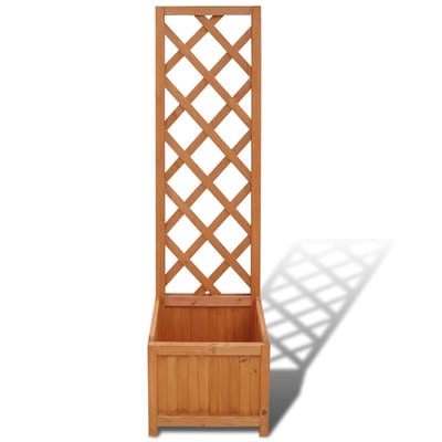 vidaXL - Plantenbak - met - latwerk - 40x30x135 - cm - massief - vurenhout