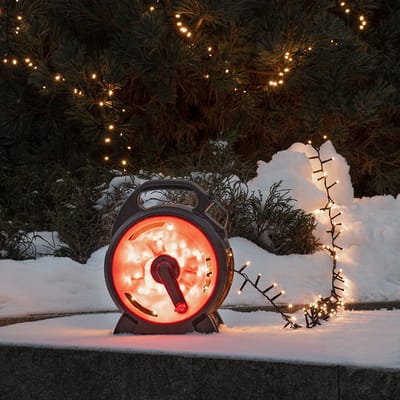 Cluster Lichtsnoer op kabelhaspel voor buiten - 600 LEDs - 2100K Amber - IP44 – 13,2 meter – Kerstverlichting