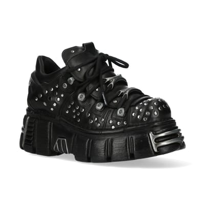 New Rock M-120NR-C1 Zwarte leren Gothic Platform enkellaarsjes