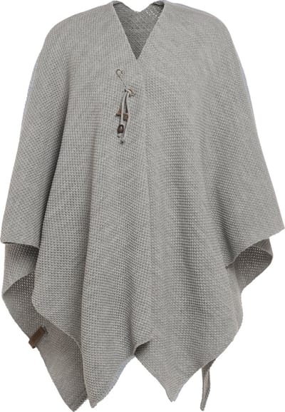 Knit Factory Jazz Gebreid Omslagvest - Dames Poncho - Wikkelvest - Gebreide bruine poncho - Gebreide mantel - Winter poncho - Dames cape - One Size - Iced Clay