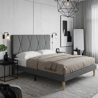 Bealife BF55 Bedframe - 140 x 200 cm - Verstelbaar Hoofdbord en Lattenbodem - Donkergrijs