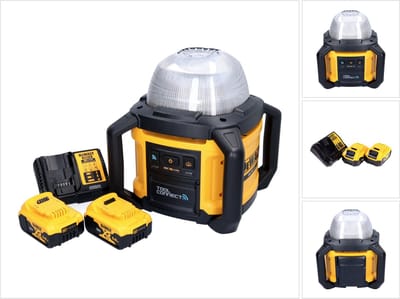 DeWalt DCL 074 P2 Draadloze bouwplaatsspot Spotlight 18 V 5000 lm 4000 Kelvin + 2x oplaadbare accu 5,0 Ah + lader