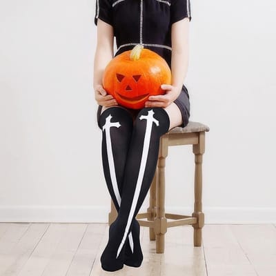 Dames Skelet Kousen tot de Dijen voor Halloween en Kerst - Cosplay Kousen en Feestmode